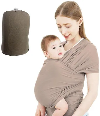 Obrázok produktu pre Unyqoos® Ergonomická, nastaviteľná nosná šatka pre novorodencov a batočiata – ľahká, priedušná nosná šatka, rovnomerná rozloženie váhy, farba: khaki