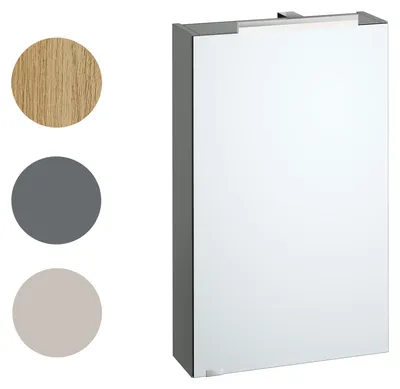 Produktbild von Spiegelschrank Hängeschrank mit Licht und Steckdose 3 Farbvarianten Eiche Nachbildung taupe grau V-90.59-S