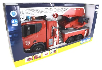 Productafbeelding van Scania Super 560R brandweerwagen met autoladder, waterpomp, licht- en geluidseffecten