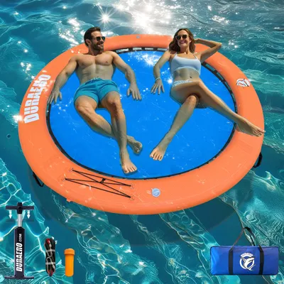 Produktbild von Aufblasbare Wasser-Hängematte, Rundes Schwimmdock,  Schwimmring für See & Pool, Großes Familien-Insel-Float für Mehrere Personen & Partys