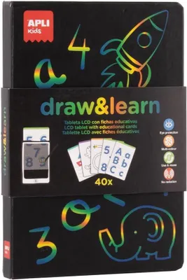 Productafbeelding van Kids 20142 Draw and Learn LCD-bord met grafhomotorische sjablonen
