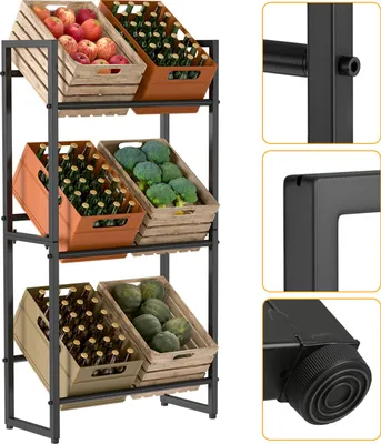Produktbild von Izrielar Getränkekistenregal 6 Kisten Fassungsvermögen Getränkeständer Metall Standregal Ideal Für Küche Und Vorratsraum 1 Stück