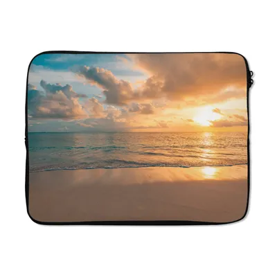 Produktbild von MuchoWow® Laptop Hülle 17 Zoll Laptoptasche Strand - Sommer - Sonnenuntergang - Wolken - Meer - Zipper - Schutzabdeckung