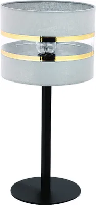Zdjęcie produktu dla Lampa stołowa z abażurem Sara czarno-szara 1xE27x15W metal wym:42x20x20cm IP20 Sigma Lighting