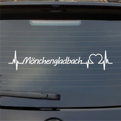 Produktbild von Heckscheibenaufkleber Mönchengladbach Herz Puls Stadt Liebe 55x10 cm Weiss Matt Auto Aufkleber Sticker