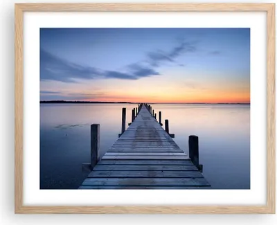 Produktbild von Gerahmtes Poster - Rahmen in heller Eiche - Sonnenuntergang See Wasser Brücke - 50x40 cm - Wand Bild - Wanddeko - Wandbilder - Wandposter - Bilderrahmen - Bilder - Kunstdruck - P2NAA50x40-2508