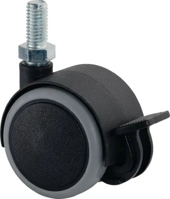 Produktbild von Kunststoffdoppelrolle m. FeststellerD. 50mm Tragkraft 50kg Gewindestift M8x16mm
