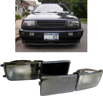 Obrázok produktu pre 2x predné smerovky + krátke kryty v ČIERNEJ farbe pre VW Golf 3 III MK3 1991-99