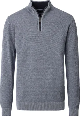 Produktbild von CASAMODA Herren Strick-Troyer Zipper Regular Baumwolle Blau 4XL