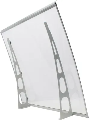 Produktbild von Defacto Vordach Überdachung Haustürvordach Polycarbonat-Solide klar Stahl verzinkt Pultbogenvordach Inkl. Montagematerial Klar+Grau 90x115cm