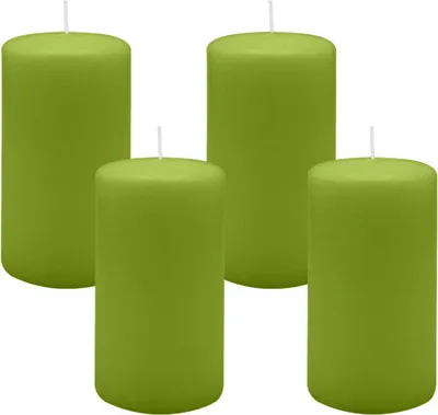 Produktbild von 4er Set Adventskranzkerzen Limonegrün Ø 70 x 130 mm