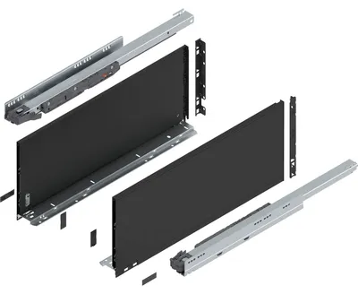 Produktbild von Blum Legrabox pure H F Schubladenschienen Set | 1 Paar, 40kg 600mm | Tip On Vollauszug, carbonschwarz