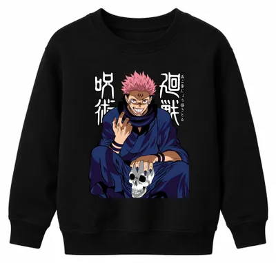 Zdjęcie produktu dla Sukuna Jujutsu Kaisen Demon Skull Anime Scary Gloomy Bluza dziecięca Uni , czarny, 152