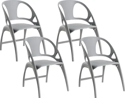Produktbild von BELIANI Gartenstuhl 4er Set Grau Kunststoff Zusammenkappbar Modernes Design Plastikstuhl für Innen- & Außen Klappstuhl Esszimmerstuhl Kunststoffstuhl