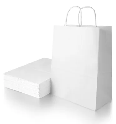 Obrázek produktu pro Papírové dárkové sáčky s uchy 21x15x8 cm (40 kusů), bílé