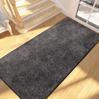 Zdjęcie produktu dla Mata antypoślizgowa do wnętrz, długa, 80 x 178 cm, kolor antracytowy, antypoślizgowa, nadająca się do prania, chłonna. Idealna jako dywanik do przedpokoju, korytarza, kuchni
