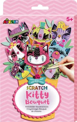 Produktbild von Kratzbilder Bastelset Scratch Kitty Bouquet zum Kreieren eines Blumenstraußes