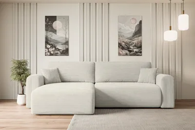 Produktbild von ALTDECOR Ecksofa mit Schlaffunktion und Bettkasten Corner Sofa Eckcouch Couch L-Form universal, links/rechts Schlafcouch Ausziehbar Wohnlandschaft Schlafsofa ORRO-L - 272x145x83cm Cremeweiß