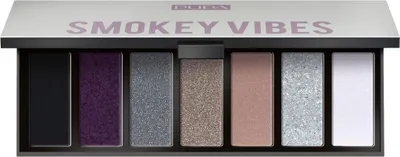 A Pupa Milano Smokey Vibes eyeshadow palette with seven different shades.