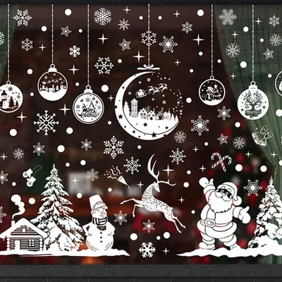 Produktbild von 260 Stück weiße Weihnachtsfensterbilder, PVC Schneeflocken Fensterdekoration, weiße Weihnachtsfensterdeko, Fensterdekoration für Weihnachten, Schneeflocken Fenstersticker, Weihnachtsfenster für die Dekoration