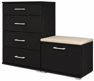 Produktbild von Schuhschrank Set mit Sitzbank Schwarz, 85x110x35 cm, Garderobe