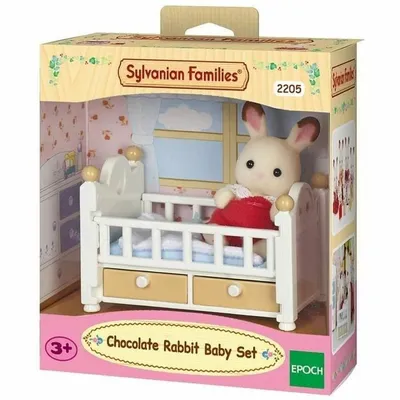 Produktbild von Sylvanian Hasen Baby mit Babybett
