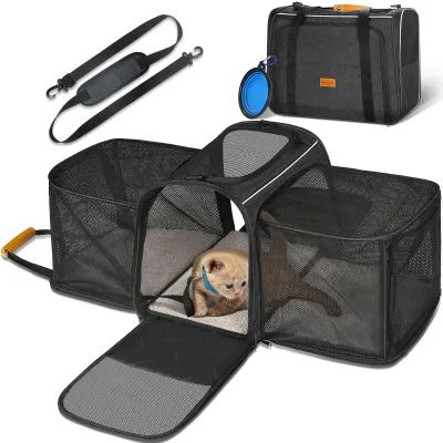 Immagine prodotto di Trasportino per gatti Morpilot, 45x33x36 cm, espandibile, per 2 gatti, pieghevole, adatto al trasporto in aereo