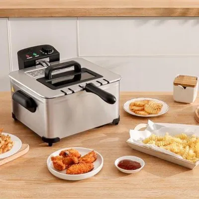 Immagine prodotto di Friggitrice doppia - Friggitrice doppia - Friggitrice doppia - 20 x 20 x 28 cm - 3,6 kg - Argento - 2000 W
