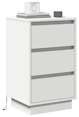 Zdjęcie produktu dla vidaXL Stolik nocny z szufladami Biały 39 x 34,5 x 65 cm Materiał drewnopochodny
