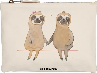 Produktbild von Mr. & Mrs. Panda Kosmetiktasche Faultier Pärchen Grösse XL Große - Weiß - Geschenk, Schlampermäppchen, Liebe, Kulturtasche, kosmetiktäschchen, Federmappe, Mäppchen, faul