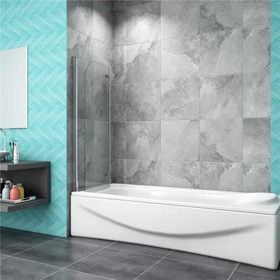 Produktbild von Duschabtrennung 110x140cm Faltwand für Badewanne,Duschwand 6mm NANO Sicherheitsglas Badewannen-Aufsatz