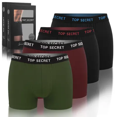 Produktbild von TOP SECRET Herren Boxershorts 4er-Pack aus Baumwolle, bequeme Passform, verschiedene Farben, Unterwäsche, Retroshorts, Größe XXL