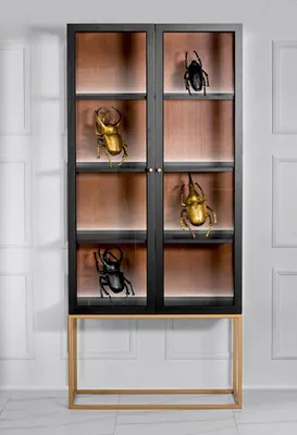 Produktbild von Vitrine Schränke Vitrinen Schrank Holz Glas Möbel Design Wohnzimmer Glasschrank