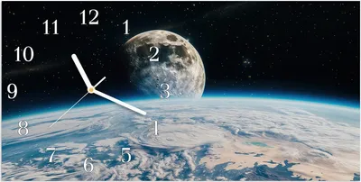 Produktbild von Wanduhr aus Glas mit Motiv Mondüberblick- 60 x 30 cm - inkl. Aufhängesystem
