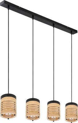 Produktbild von Hängelampe, Metall, MDF, braun, 4 Flammig, H 120 cm