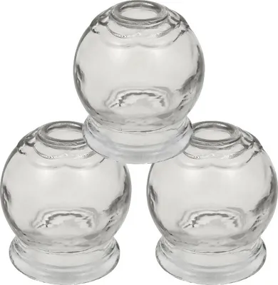 Produktbild von 6 SET Schröpfglas Extra Groß, ø 6 cm Höhe 7,5 cm Schröpfen aus Glas (Feuerschröpfen) Vakuum Massage / Glass Cupping Dia 6 cm