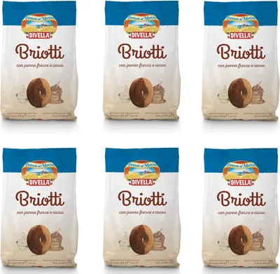 Produktbild von 6x Divella Briotti Shortbread Kekse mit frischer Sahne und Kakao 400g biscuits cookies Italienische Kekse