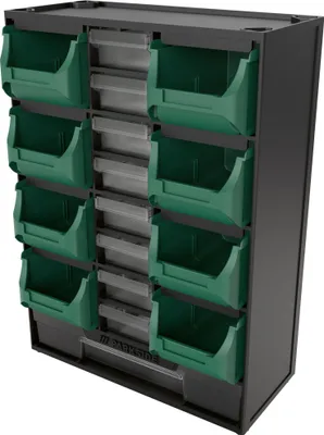 A storage unit with multiple compartments for small items.