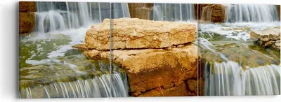 Produktbild von Bild auf Leinwand - Leinwandbild - Wasserfall Steine Wasser - 90x30cm - Wand Bild - Wanddeko - Leinwanddruck - Bilder - Kunstdruck - Wanddekoration - Leinwand bilder - Wandkunst - CA90x30-0122