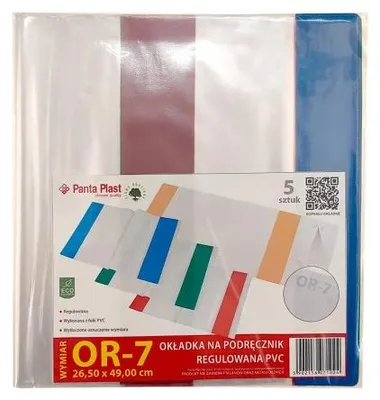 Zdjęcie produktu dla Okładki regulowane na podręczniki OR-7 26,5x49cm 5 sztuk - Panta Plast