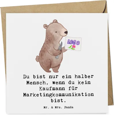 Produktbild von Mr. & Mrs. Panda Grußkarte Kaufmann für Marketingkommunikation Herz - Weiß - Geschenk, anlasskarte, Klappkarte, doppelkarte, Glückwunschkarte, faltkarte