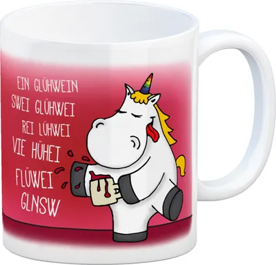 Produktbild von Honeycorns Kaffeebecher mit Einhorn mit Glühwein Motiv Kaffeebecher Teetasse