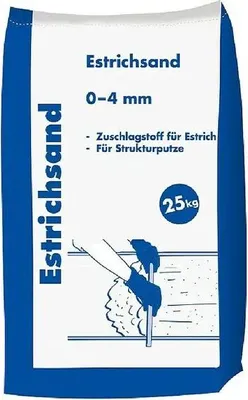 Produktbild von Estrichsand 0-4 mm 25 kg gewaschener Quarzsand frostbeständig und formstabil für Estrich, Mörtel und Beton