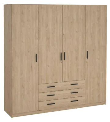 Produktbild von Großer Kleiderschrank Epipola, Schlafzimmermöbel, Schrank, Garderobe, 196x50 h200 cm, Eiche