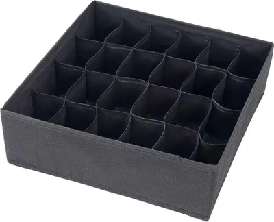 Immagine prodotto di INF Set di 2 organizer per cassetti in tessuto non tessuto nero per biancheria intima, calze e vestiti