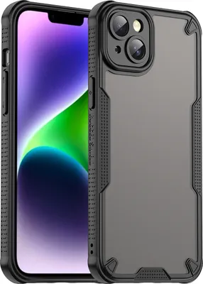 Image de Coque de protection pour iPhone 14 Plus, dos mat translucide, coque TPU noire