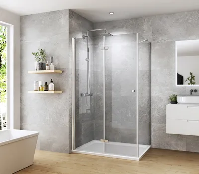 Obrázek produktu pro Heilmetz sprchový kout 80x90x185cm Sprchový kout Bezrámové skládací dveře s bočním panelem a stabilizátorem Sprchová zástěna 6mm ESG Nano bezpečnostní sklo
