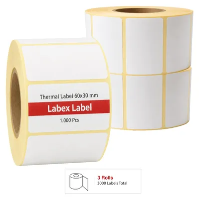 Obrázok produktu pre Termolaborované štítky 60x30 mm na rolke - 3000 kusov, bez pásky