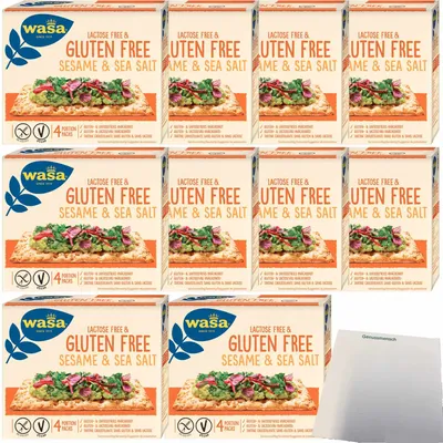 Produktbild von Wasa Knäckebrot Gluten und Laktosefrei mit Sesam und Meersalz VPE (10x240g Packung) + usy Block