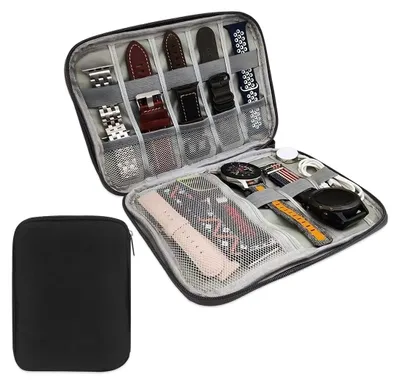 Produktbild von Organizer-Tasche für Uhrenarmbänder – Wasserdicht – Für Smartwatch-Armbänder und alle anderen Uhrenarmbänder – Schwarz